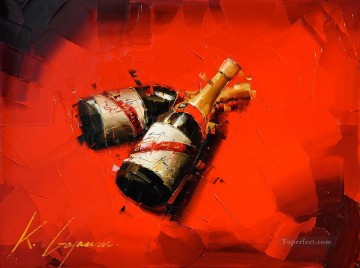 パレットナイフ製 Painting - ナイフによる赤ワイン 3 カル ガジューム